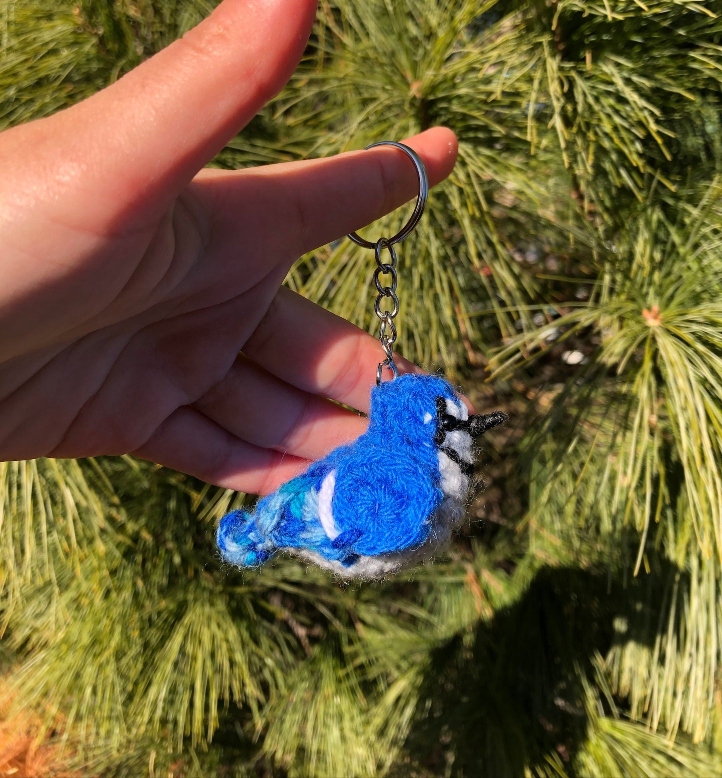 Tiny Birdies Crochet Blue jay & Cardinal Keychain