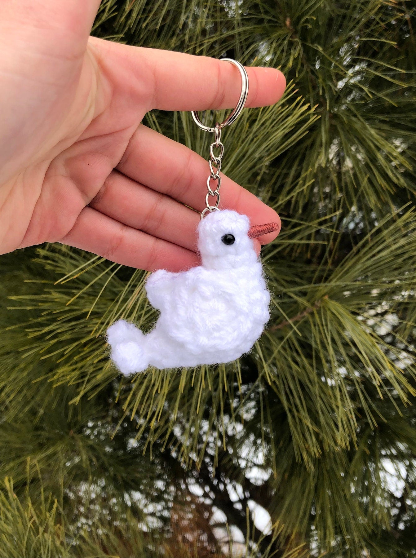 Tiny Birdies White Dove Keychain