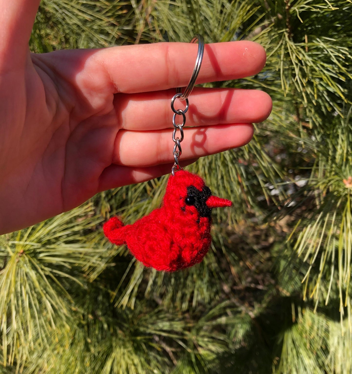 Tiny Birdies Crochet Blue jay & Cardinal Keychain