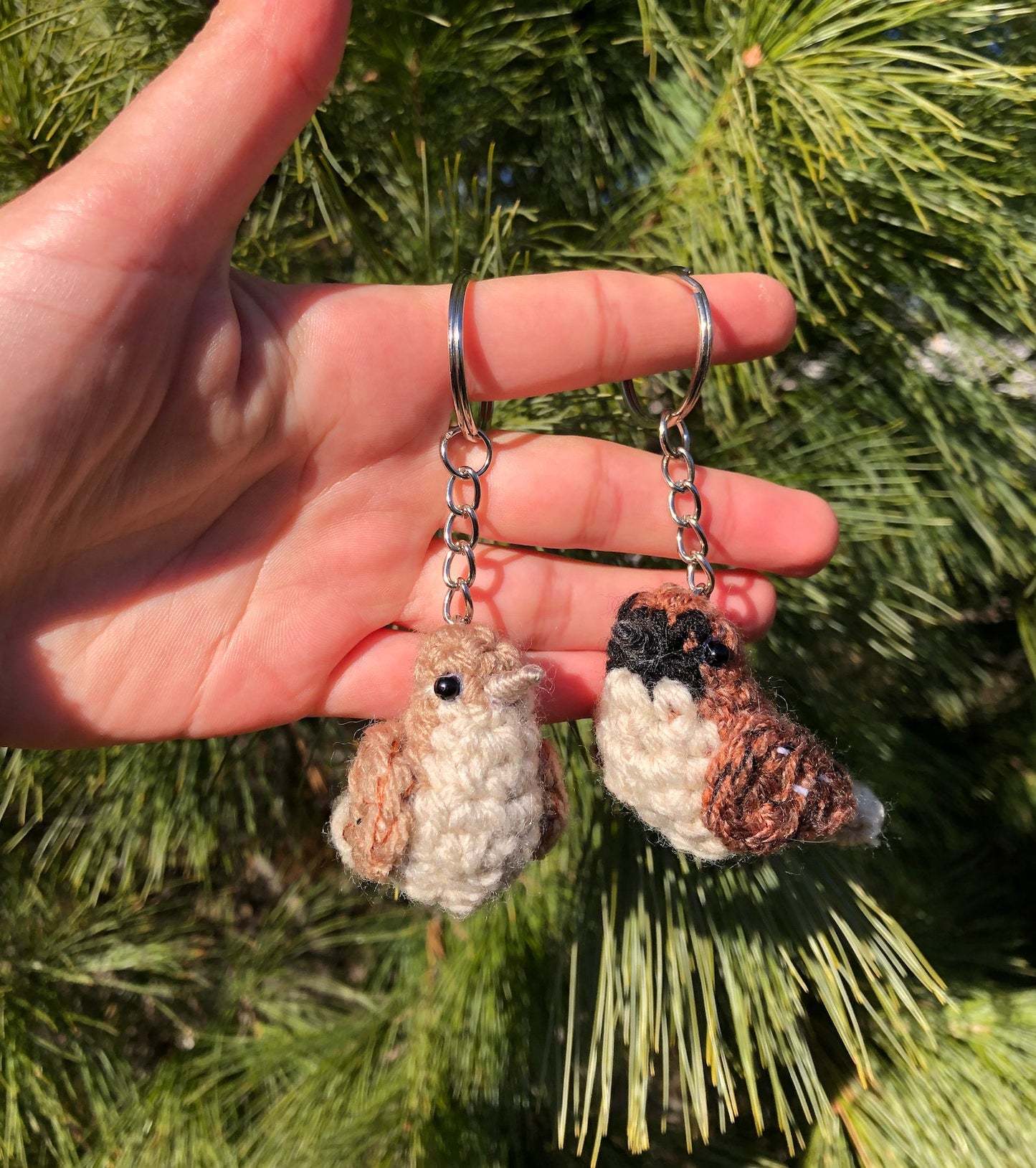 Tiny Birdies Male & Female Sparrow Keychain