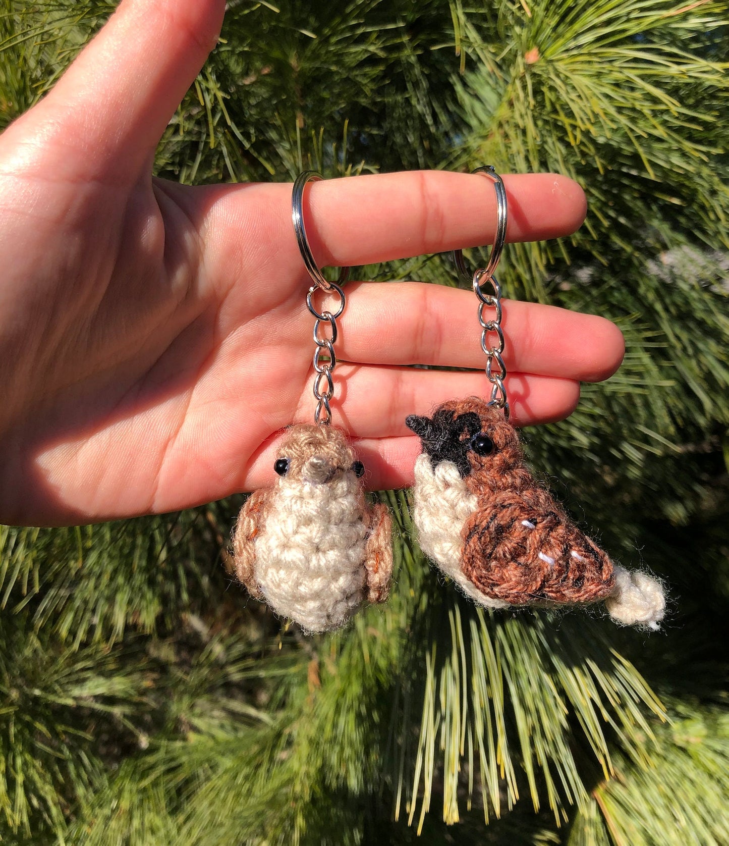 Tiny Birdies Male & Female Sparrow Keychain